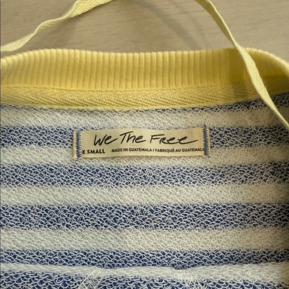 We the Free Striped Blue and Yellow Sweatshirt SZ XS - Picture 2 of 4